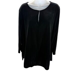 Lauren Ralph Lauren Black Velvet Long Sleeve‎ Tunic Shirt Womens Plus 2X NEW